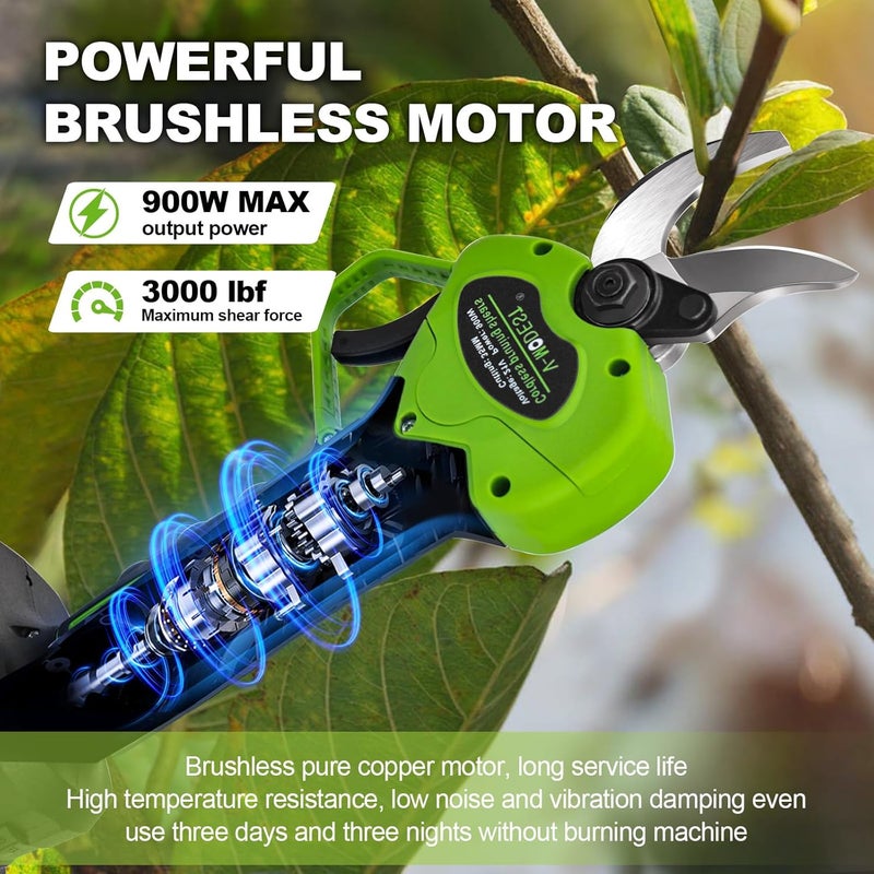 V-MODEST Electric Pruning Shears Cordless,1.6" Diameter Battery Powered Pruning Shears with LCD Display, 900W Brushless Motor Cordless Pruner, Power Scissors for Gardening with 2Pcs 2000mAh Battery - Image 3